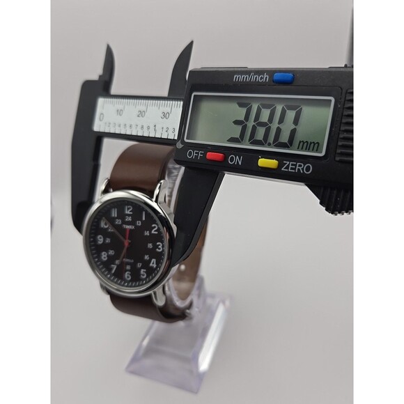 Timex Weekender TW2R63100 38mm Indiglo Military Watch Mens Brown Band New Batter - Picture 5 of 12
